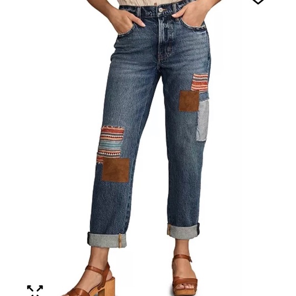 Lucky Brand Denim - Lucky NWT Woman Mid-Rise Patchwork Straight Leg Boho Boyfriend Jean 2/ 26R
